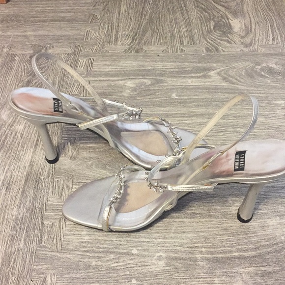 Stuart Weitzman Strappy Silver Heels - Picture 5 of 6